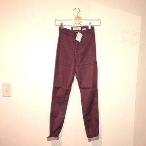 American Apparel High-Waisted Maroon Easy Jeans